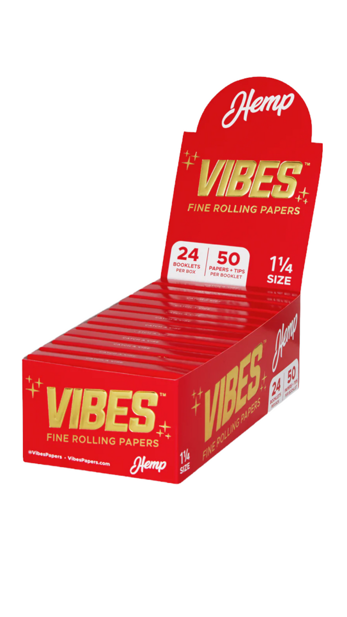 VIBES PAPER HEMP WITH TIPS | 1 1/4 SIZE | 24 BOOKLETS
