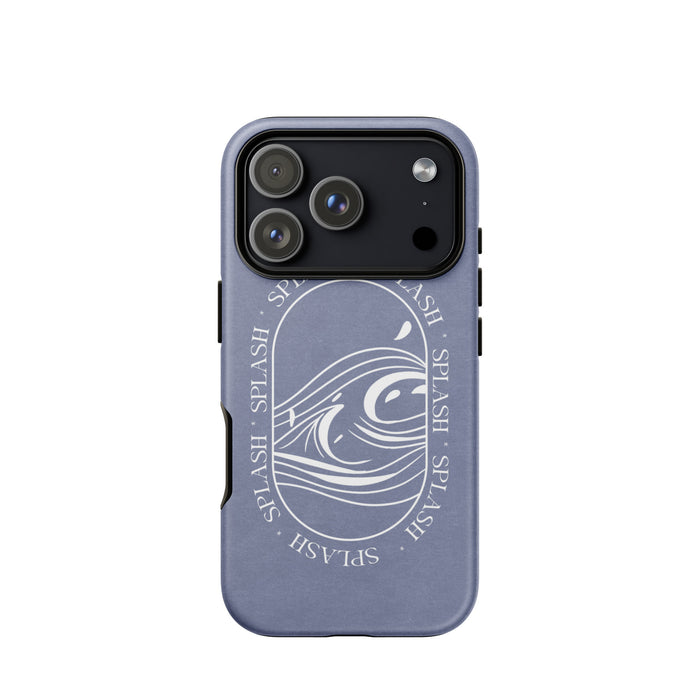 Phone case with 'SPASH' design on a white background