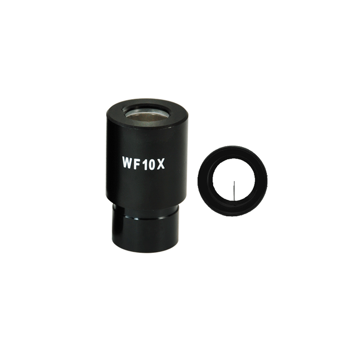 WF 10X Widefield Microscope Eyepiece with Pointer, 23.2mm, FOV 18mm (One), SKU BM04012251, three quarter front view