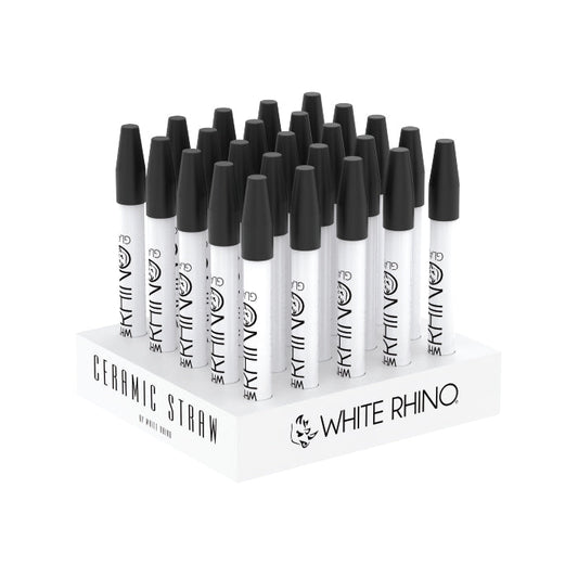 WHITE RHINO WHITE CERAMIC DAB STRAW WITH SILICONE CAP | 25CT
