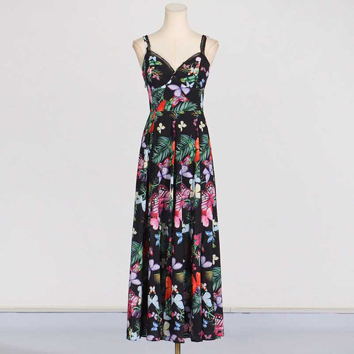 Womens Floral Printed Maxi Dress Beach Party Long Floral dresses