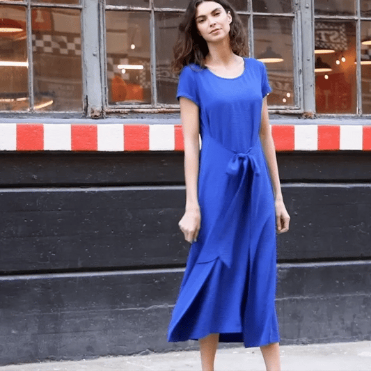 Wrap Overlay Tie Dress | Cobalt