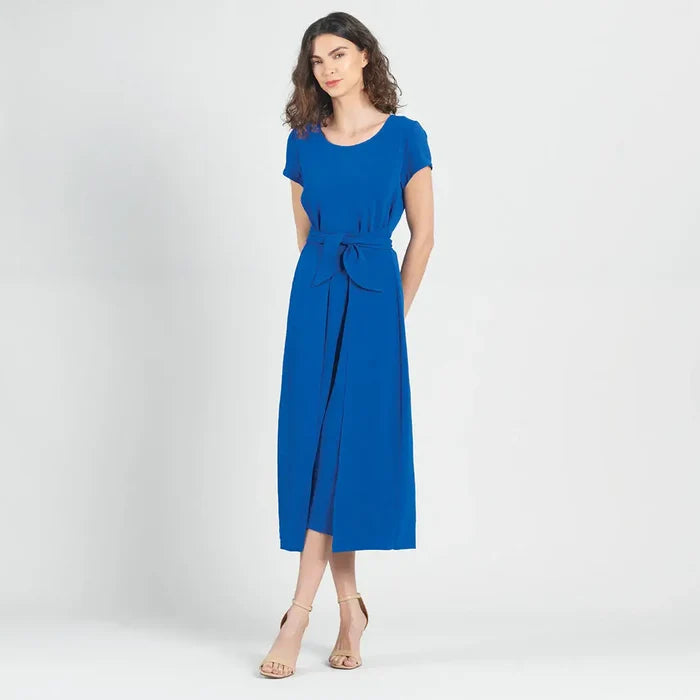 Wrap Overlay Tie Dress | Cobalt