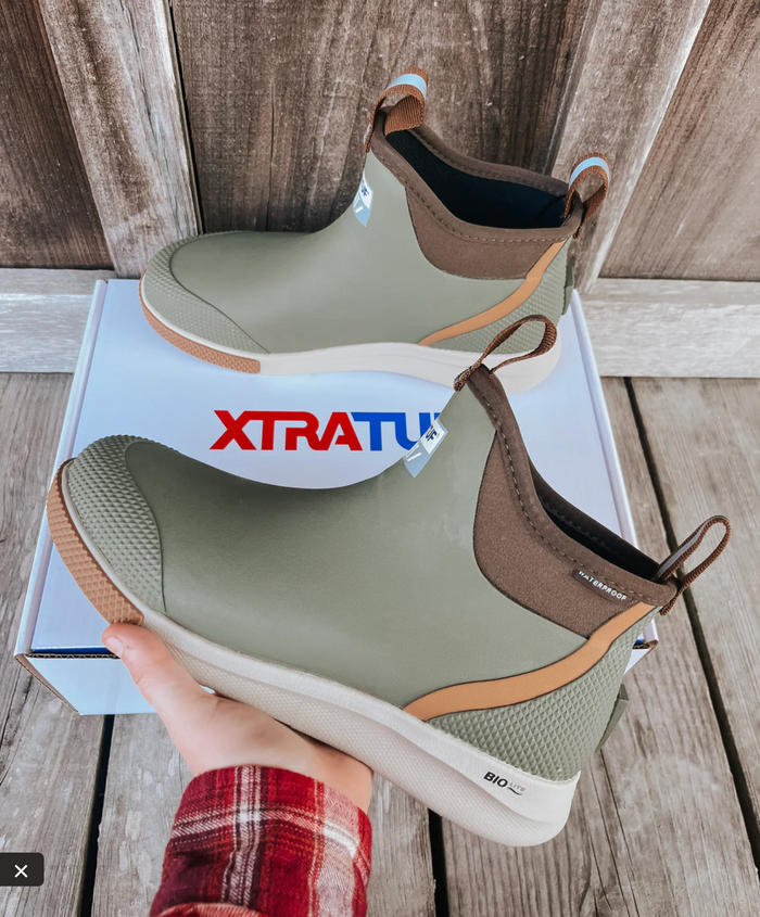 XTRATUF ANKLE DECK BOOTS IN OLIVE