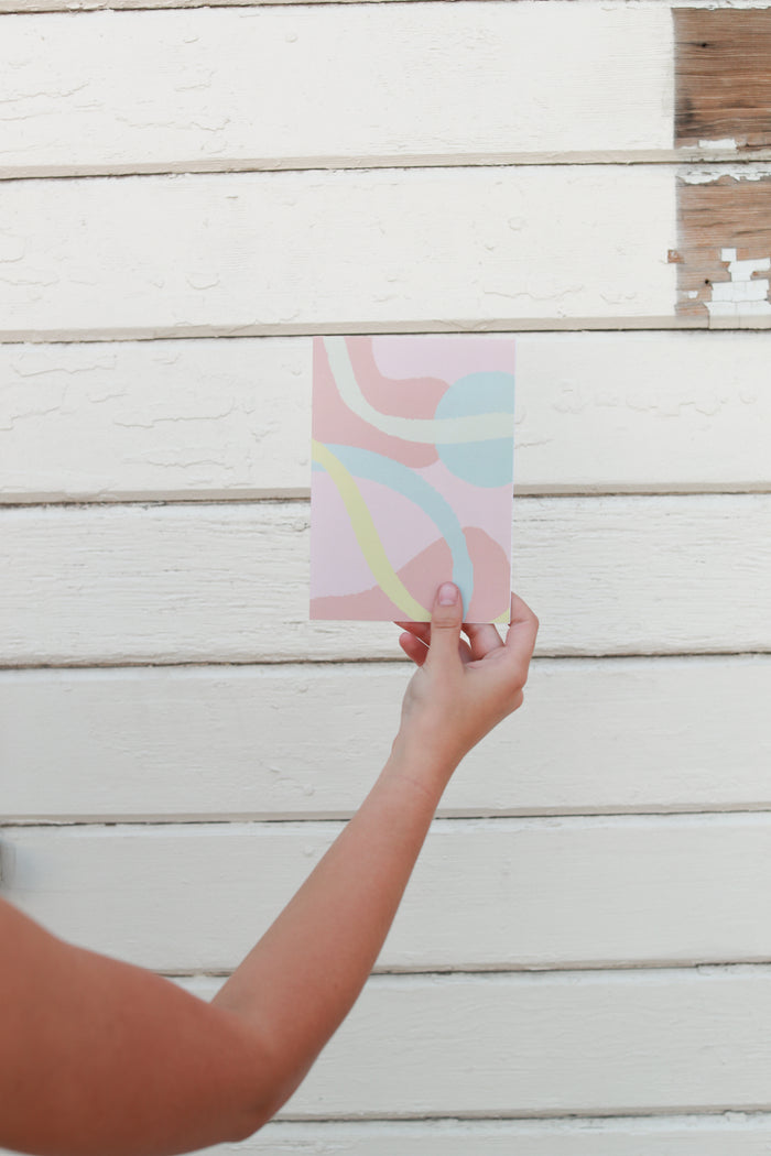 pink blue white yellow and mauve swirls