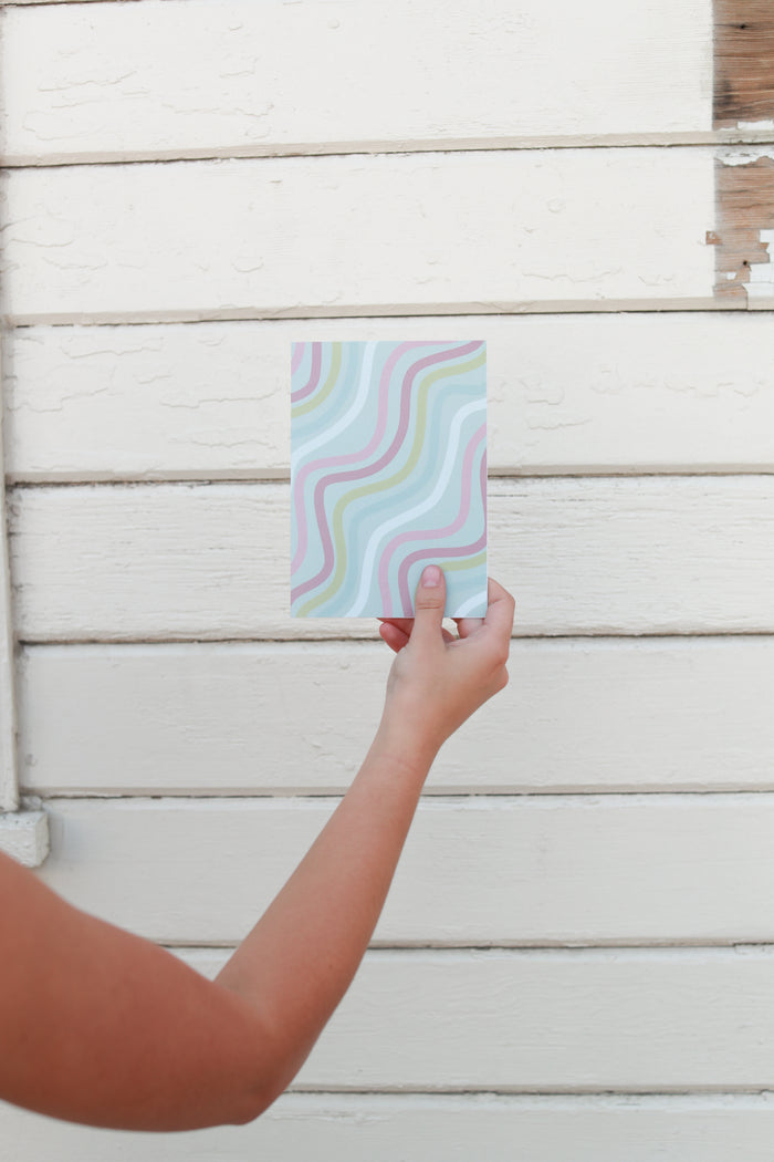 blue with pink purple green white and lime swirls