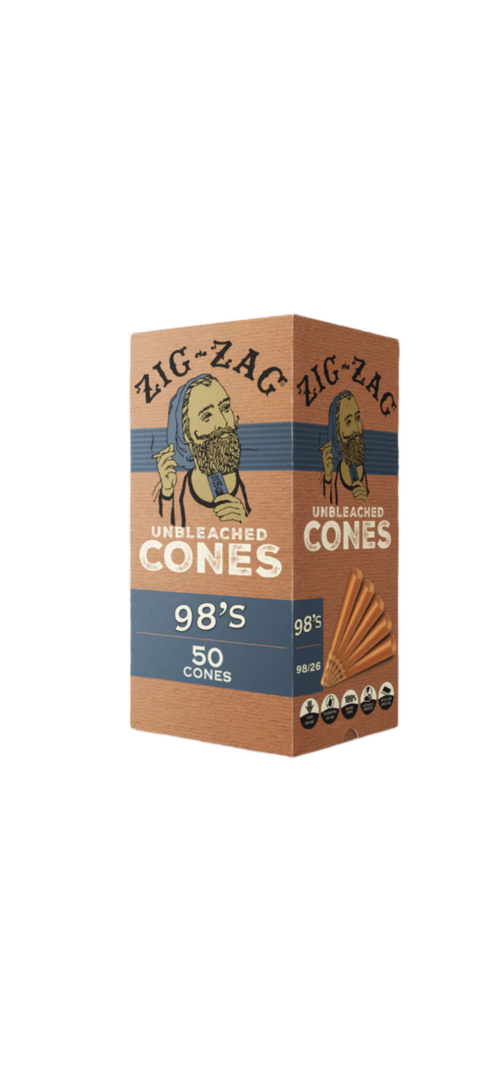ZIG ZAG | MINI BULK UNBLEACHED CONES 98's | 50PK